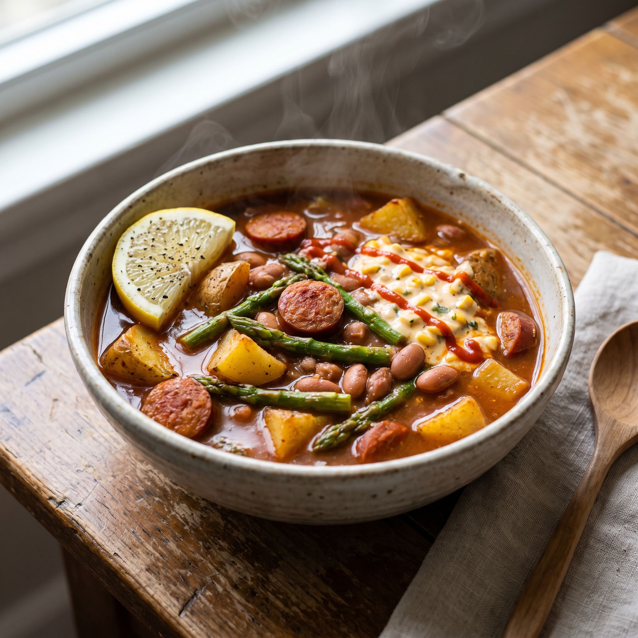 Spicy Sausage Potato Bean Curry