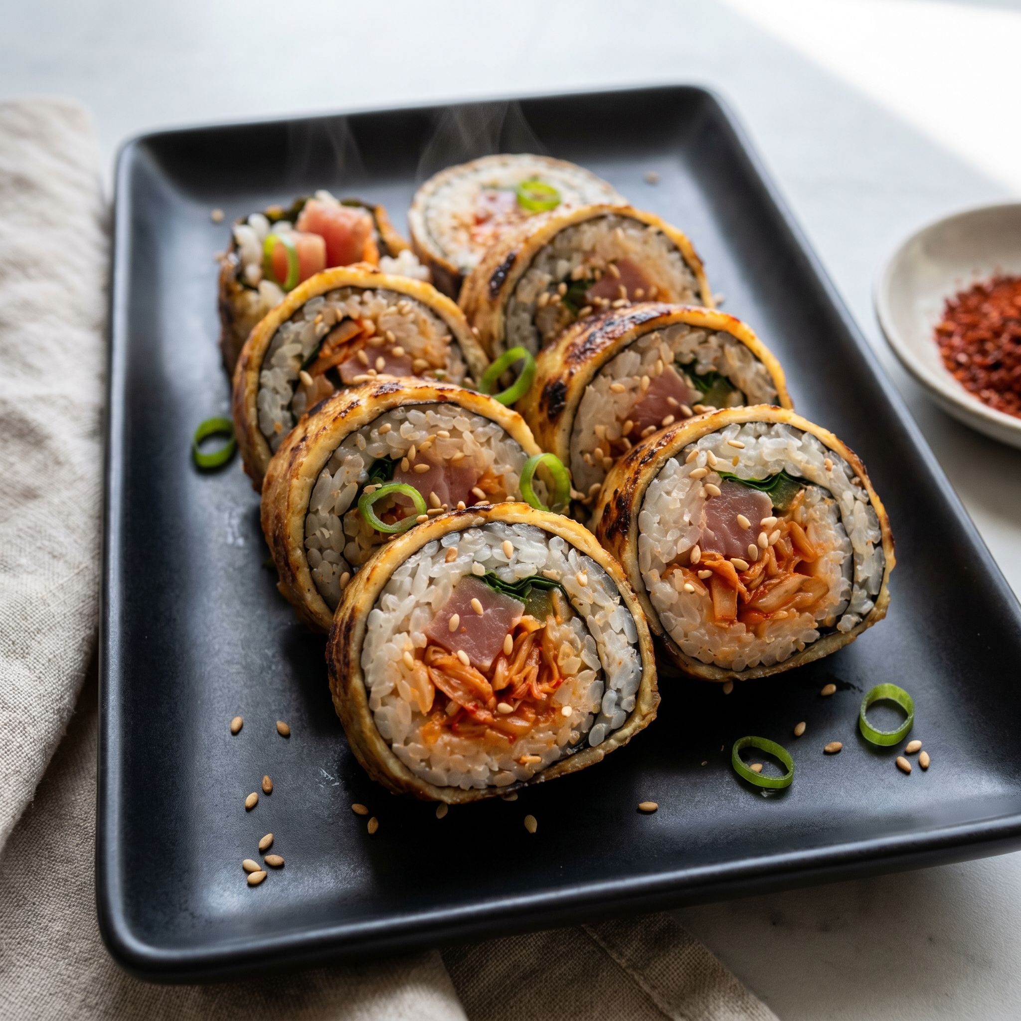 Spicy Tuna Kimchi Kimbap Rolls