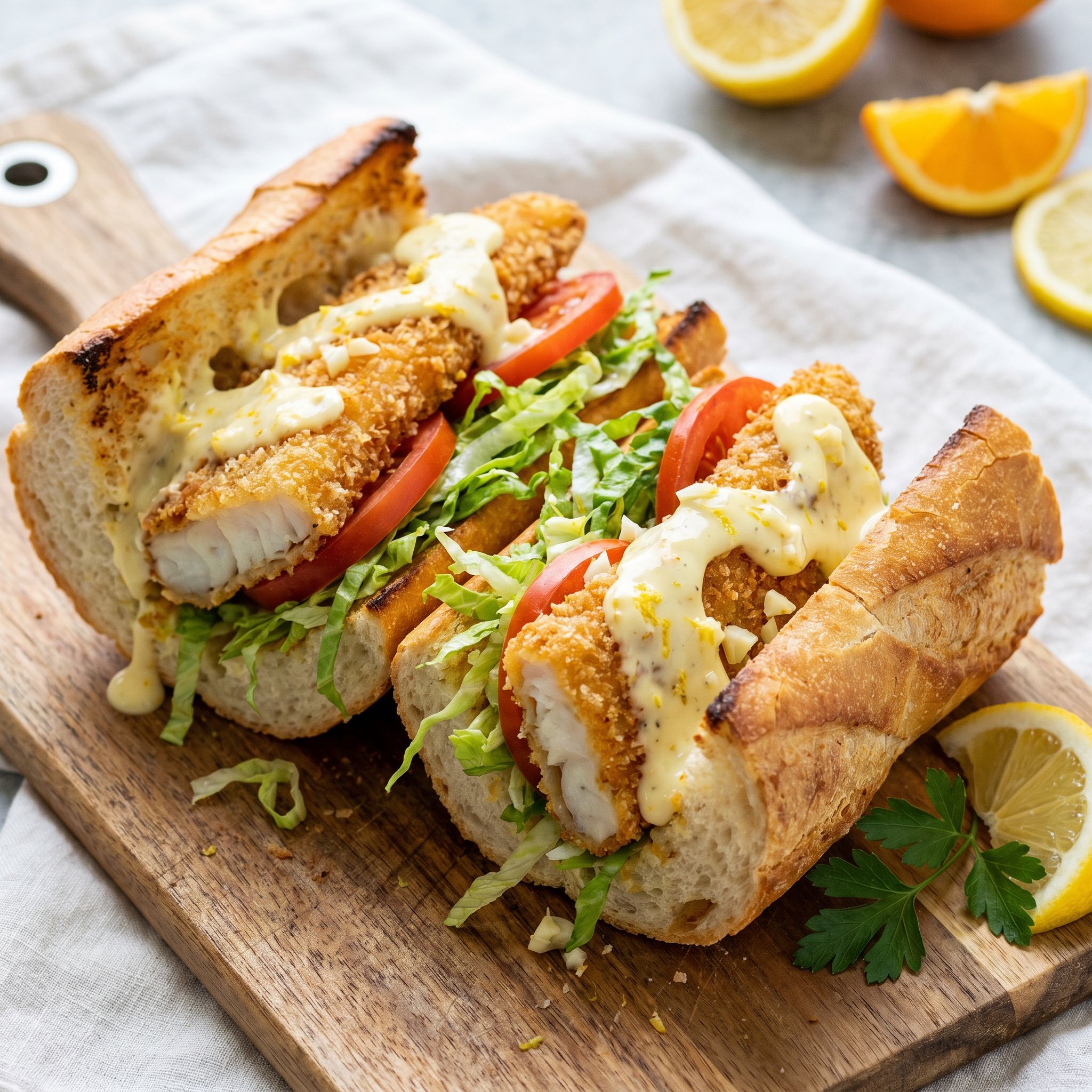 Swai Po'Boy with Citrus Aioli