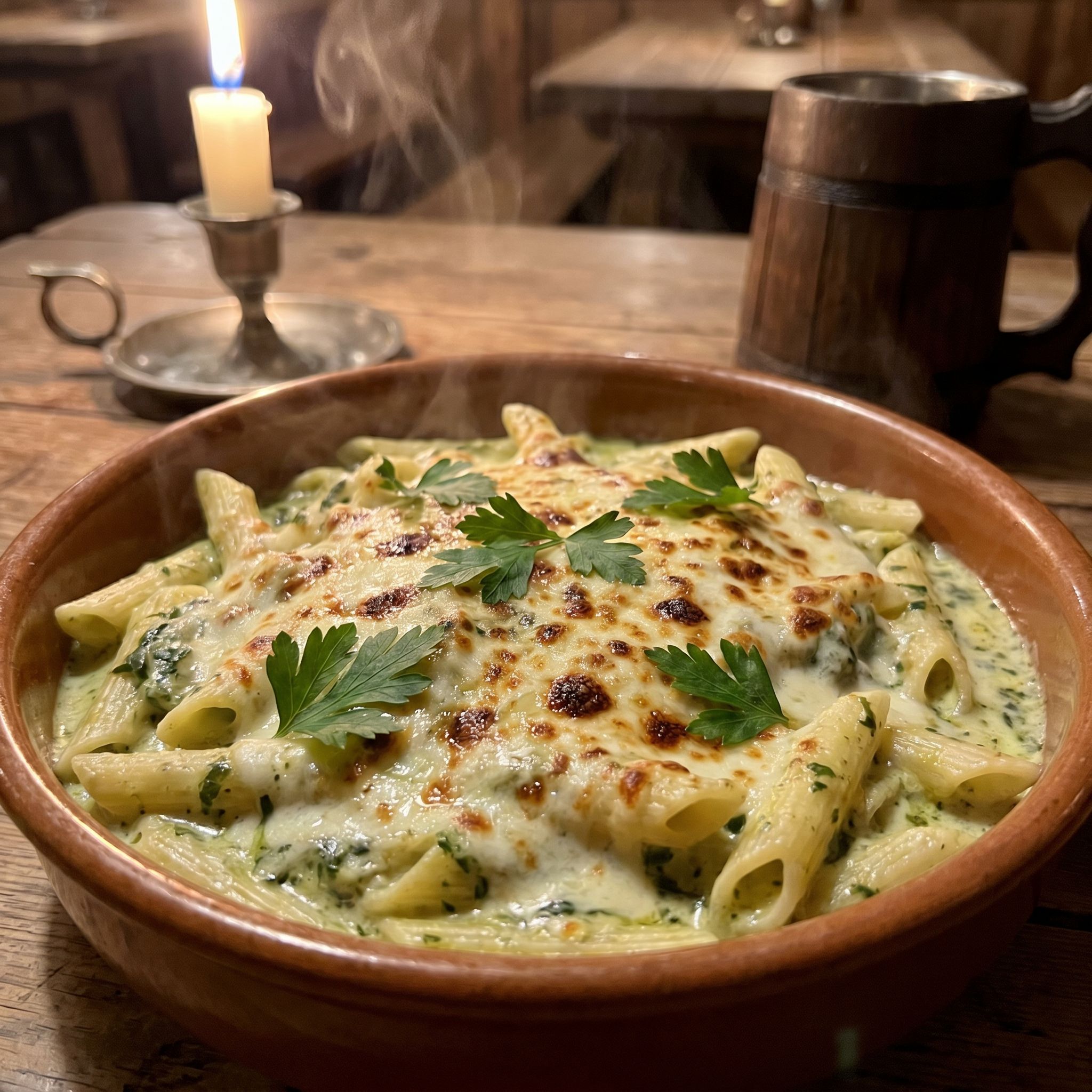 Tavern Keeper's Cheesy Spinach Pasta Feast