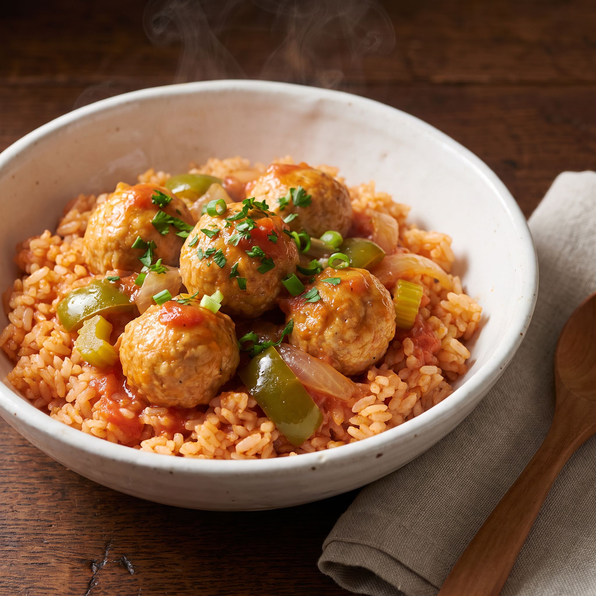 Umami Smoky Meatball Jambalaya