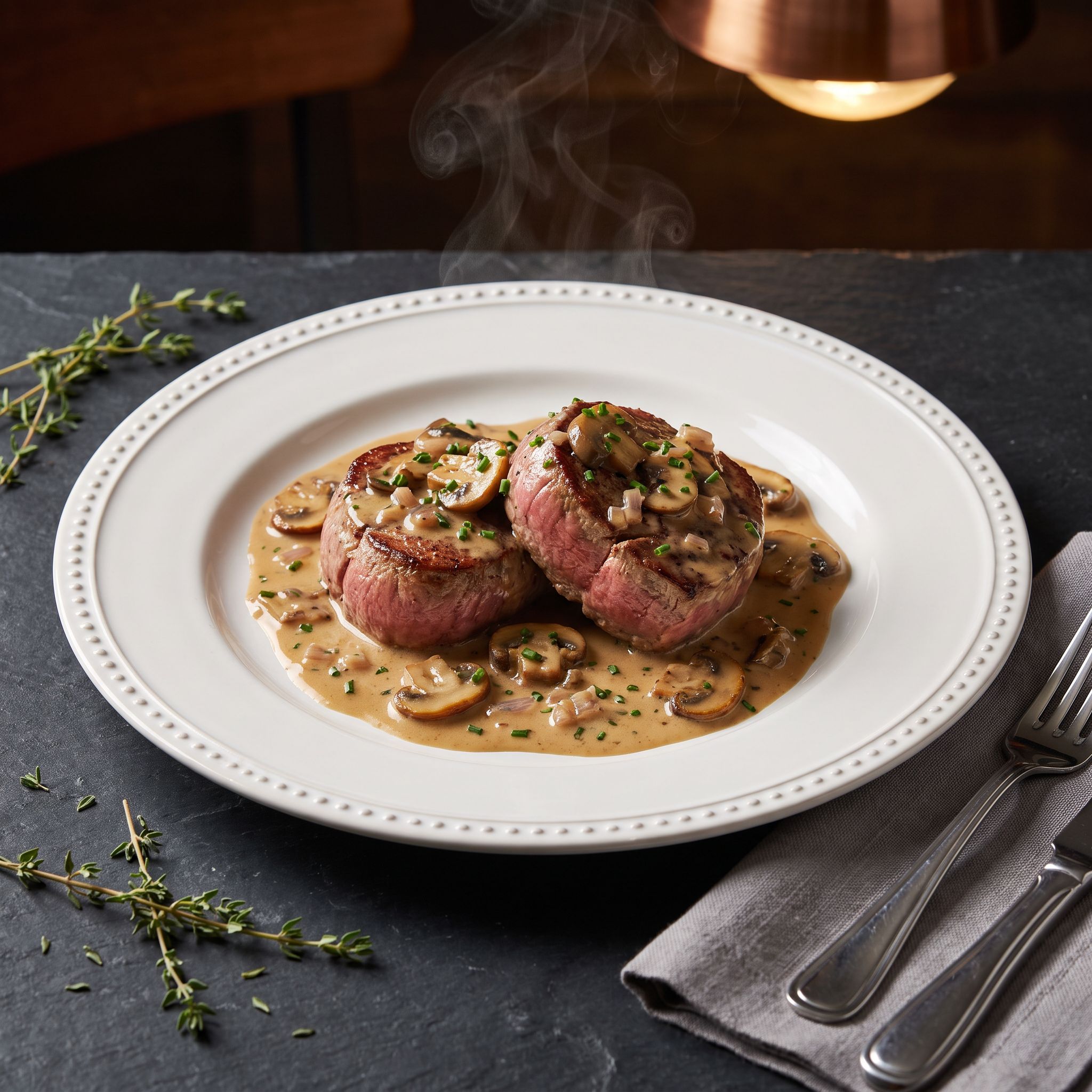 Wild Mushroom Cognac Filet Diane